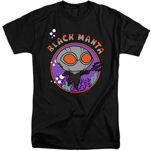 AN OFFCIALLY LICENSED AQUAMAN AND THE LOST KINGDOM CHIBI BLACK MANTA MEN'S TALL FIT T-SHIRT BLACK