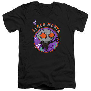 AN OFFCIALLY LICENSED AQUAMAN AND THE LOST KINGDOM CHIBI BLACK MANTA MEN'S V-NECK T-SHIRT BLACK