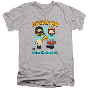 AN OFFCIALLY LICENSED AQUAMAN AND THE LOST KINGDOM CHARACTER LINEUP MEN'S V-NECK T-SHIRT ATHLETIC HEATHER