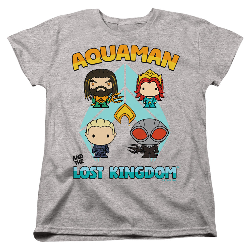 AN OFFCIALLY LICENSED AQUAMAN AND THE LOST KINGDOM CHARACTER LINEUP WOMEN'S REGULAR FIT T-SHIRT ATHLETIC HEATHER