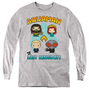 AN OFFCIALLY LICENSED AQUAMAN AND THE LOST KINGDOM CHARACTER LINEUP YOUTH LONG SLEEVE T-SHIRT ATHLETIC HEATHER