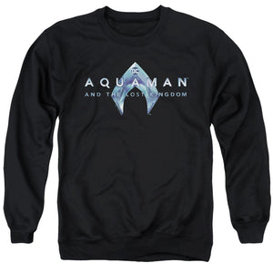AN OFFCIALLY LICENSED AQUAMAN AND THE LOST KINGDOM LOGO ADULT UNISEX CREWNECK SWEATSHIRT BLACK