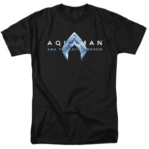 AN OFFCIALLY LICENSED AQUAMAN AND THE LOST KINGDOM LOGO MEN'S REGULAR FIT T-SHIRT BLACK