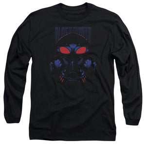 AN OFFCIALLY LICENSED AQUAMAN MOVIE BLACK MANTA MEN'S LONG SLEEVE T-SHIRT BLACK