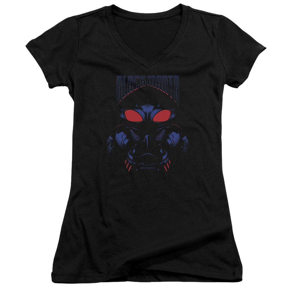Aquaman Movie Black Manta Licensed Women's T-Shirt Juniors V-Neck SM