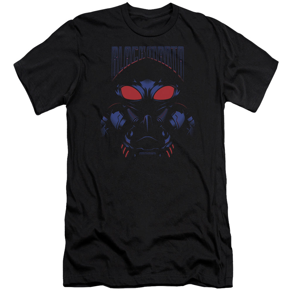 AN OFFCIALLY LICENSED AQUAMAN MOVIE BLACK MANTA MEN'S PREMIUM SLIM FIT T-SHIRT BLACK