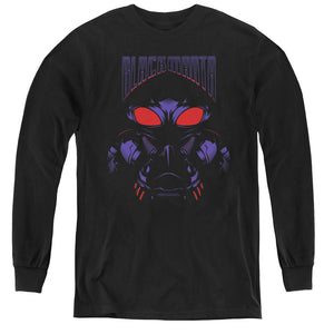 AN OFFCIALLY LICENSED AQUAMAN MOVIE BLACK MANTA YOUTH LONG SLEEVE T-SHIRT BLACK