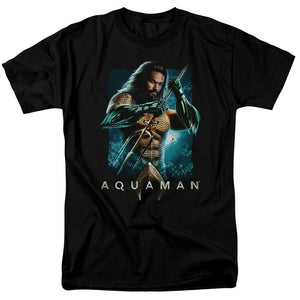 AN OFFCIALLY LICENSED AQUAMAN MOVIE TRIDENT MEN'S REGULAR FIT T-SHIRT BLACK