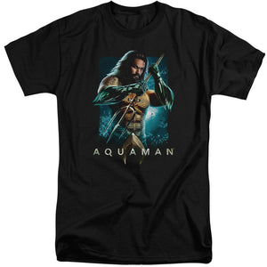AN OFFCIALLY LICENSED AQUAMAN MOVIE TRIDENT MEN'S TALL FIT T-SHIRT BLACK