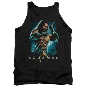 AN OFFCIALLY LICENSED AQUAMAN MOVIE TRIDENT ADULT UNISEX TANK TOP BLACK