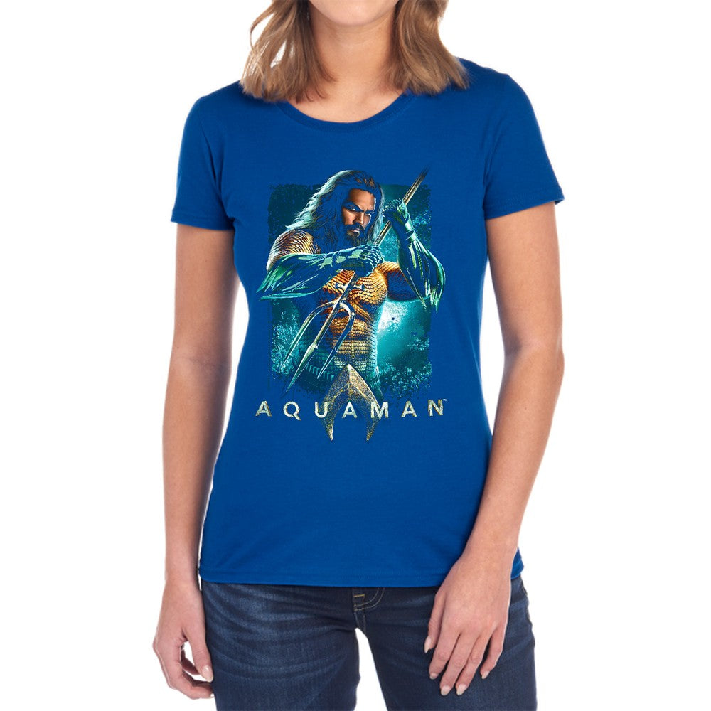 Aquaman Movie Trident Licensed Women's T-Shirt Regular Fit SM-2X