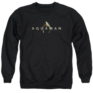 AN OFFCIALLY LICENSED AQUAMAN MOVIE LOGO ADULT UNISEX CREWNECK SWEATSHIRT BLACK