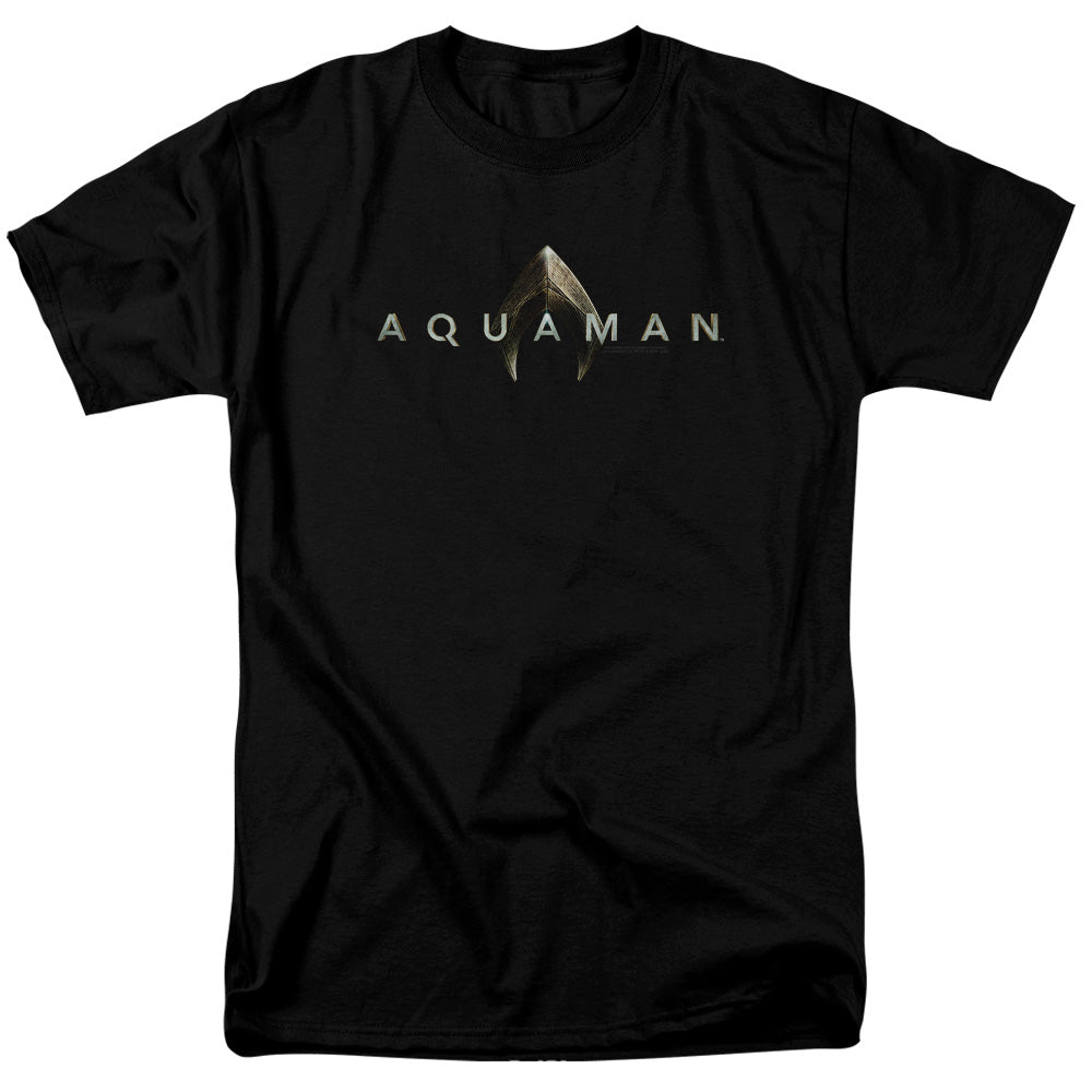 AN OFFCIALLY LICENSED AQUAMAN MOVIE LOGO MEN'S REGULAR FIT T-SHIRT BLACK