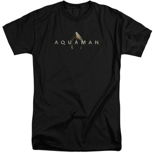 AN OFFCIALLY LICENSED AQUAMAN MOVIE LOGO MEN'S TALL FIT T-SHIRT BLACK