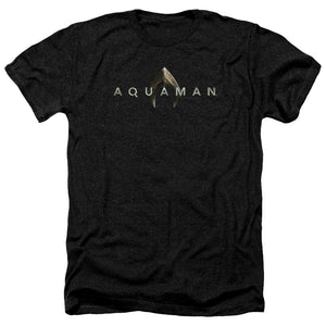 AN OFFCIALLY LICENSED AQUAMAN MOVIE LOGO MEN'S HEATHER T-SHIRT CHARCOAL