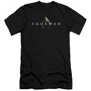 AN OFFCIALLY LICENSED AQUAMAN MOVIE LOGO MEN'S PREMIUM SLIM FIT T-SHIRT BLACK