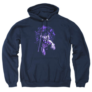 AN OFFCIALLY LICENSED AQUAMAN MOVIE EVIL DOERS ADULT UNISEX PULLOVER HOODIE NAVY