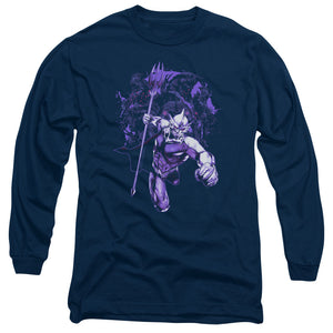 AN OFFCIALLY LICENSED AQUAMAN MOVIE EVIL DOERS MEN'S LONG SLEEVE T-SHIRT NAVY