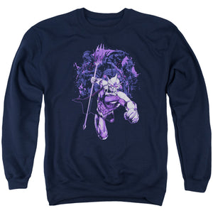 AN OFFCIALLY LICENSED AQUAMAN MOVIE EVIL DOERS ADULT UNISEX CREWNECK SWEATSHIRT NAVY