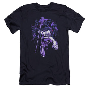 AN OFFCIALLY LICENSED AQUAMAN MOVIE EVIL DOERS MEN'S PREMIUM SLIM FIT T-SHIRT NAVY