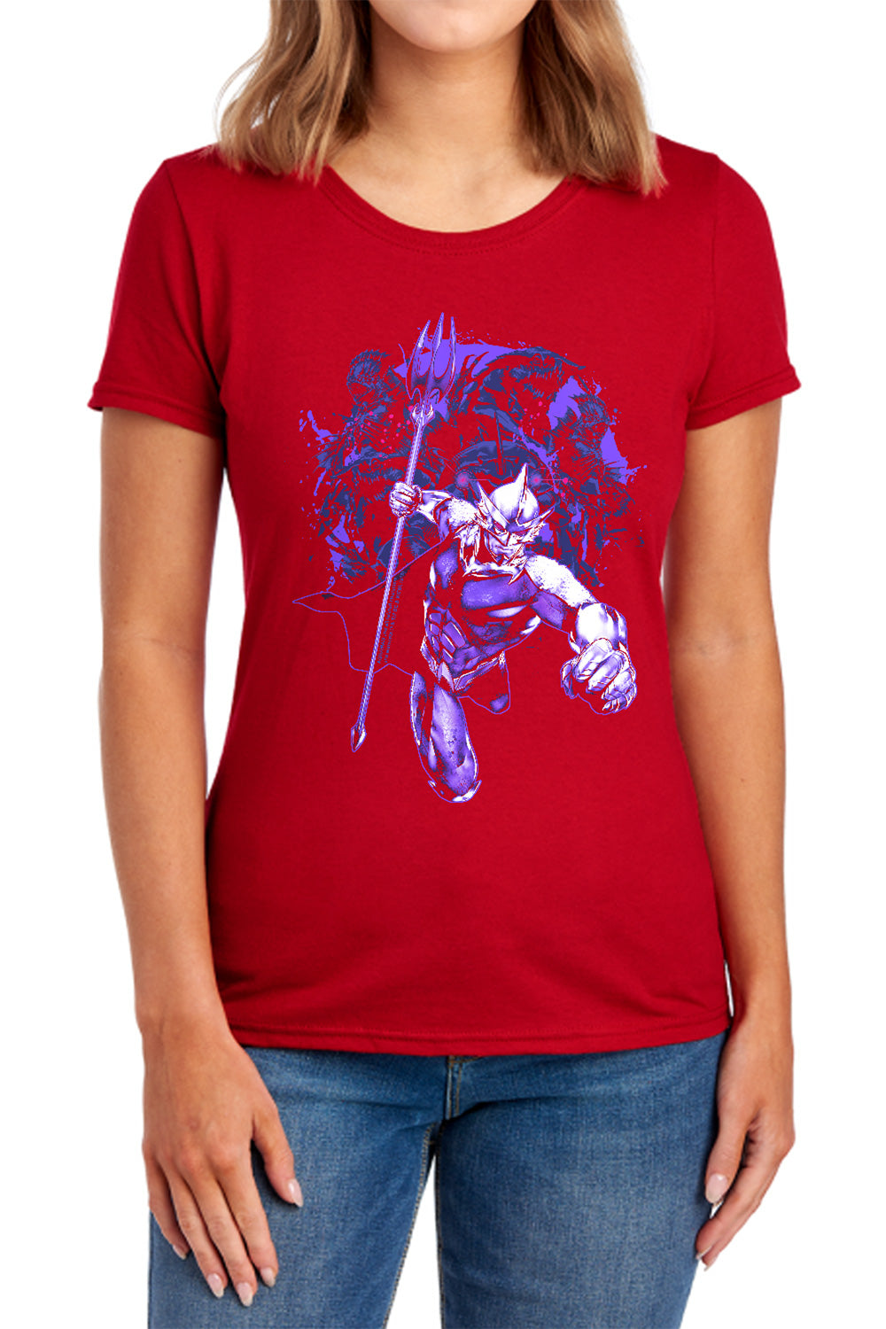 AN OFFCIALLY LICENSED AQUAMAN MOVIE EVIL DOERS WOMEN'S REGULAR FIT T-SHIRT NAVY