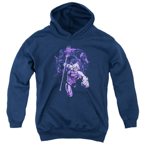 AN OFFCIALLY LICENSED AQUAMAN MOVIE EVIL DOERS YOUTH HOODIE NAVY