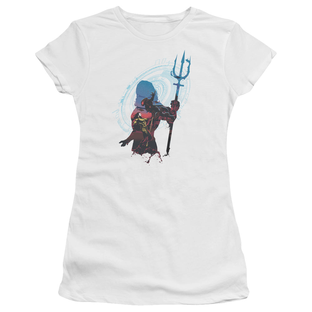 Aquaman Movie Silhouette Licensed Women's T-Shirt Juniors LG-2X