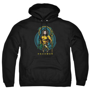 AN OFFCIALLY LICENSED AQUAMAN MOVIE AQUA NOUVEAU ADULT UNISEX PULLOVER HOODIE BLACK