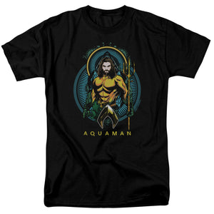 AN OFFCIALLY LICENSED AQUAMAN MOVIE AQUA NOUVEAU MEN'S REGULAR FIT T-SHIRT BLACK