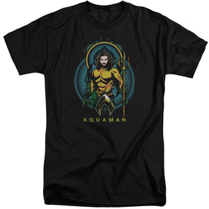 AN OFFCIALLY LICENSED AQUAMAN MOVIE AQUA NOUVEAU MEN'S TALL FIT T-SHIRT BLACK
