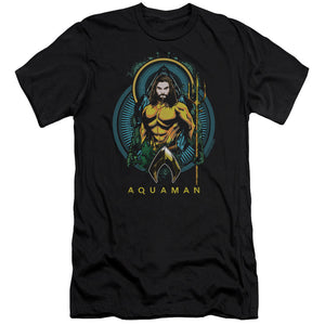 AN OFFCIALLY LICENSED AQUAMAN MOVIE AQUA NOUVEAU MEN'S PREMIUM SLIM FIT T-SHIRT BLACK