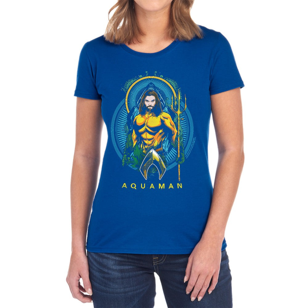 Aquaman Movie Aqua Nouveau Licensed Women's T-Shirt Regular Fit SM-2X