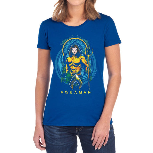 Aquaman Movie Aqua Nouveau Licensed Women's T-Shirt Regular Fit SM-2X