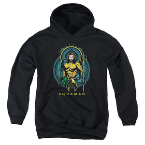AN OFFCIALLY LICENSED AQUAMAN MOVIE AQUA NOUVEAU YOUTH HOODIE BLACK