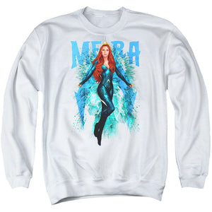 AN OFFCIALLY LICENSED AQUAMAN MOVIE MERA ADULT UNISEX CREWNECK SWEATSHIRT WHITE