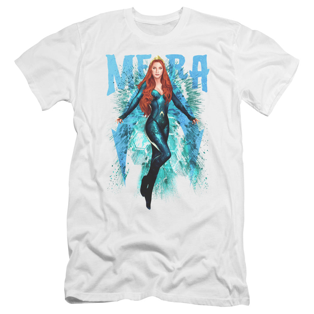 AN OFFCIALLY LICENSED AQUAMAN MOVIE MERA MEN'S PREMIUM SLIM FIT T-SHIRT WHITE
