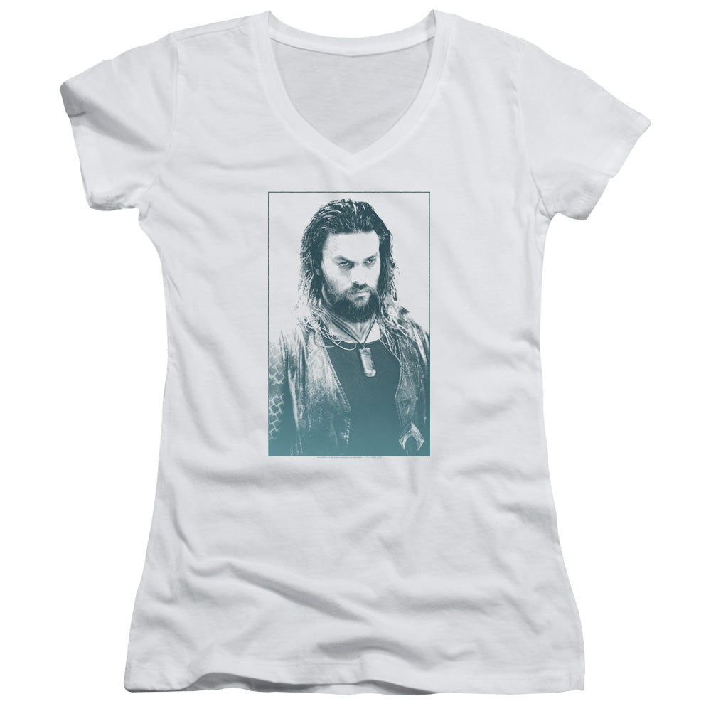Aquaman Movie Salt Of The Sea Licensed Women's T-Shirt Juniors V-Neck SM