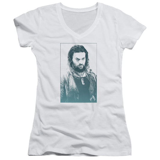 Aquaman Movie Salt Of The Sea Licensed Women's T-Shirt Juniors V-Neck SM