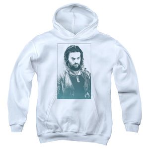 AN OFFCIALLY LICENSED AQUAMAN MOVIE SALT OF THE SEA YOUTH HOODIE WHITE