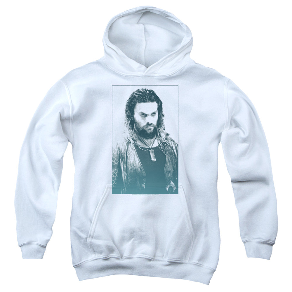 AN OFFCIALLY LICENSED AQUAMAN MOVIE SALT OF THE SEA YOUTH HOODIE WHITE