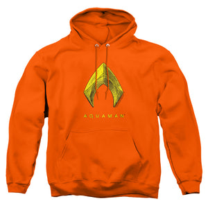 AN OFFCIALLY LICENSED AQUAMAN MOVIE AQUAMAN LOGO ADULT UNISEX PULLOVER HOODIE ORANGE