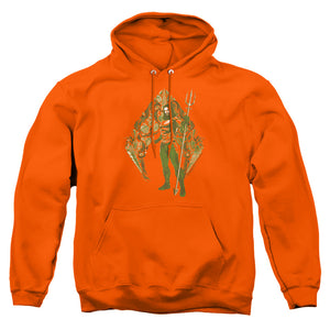 AN OFFCIALLY LICENSED AQUAMAN MOVIE SHELLS ADULT UNISEX PULLOVER HOODIE ORANGE