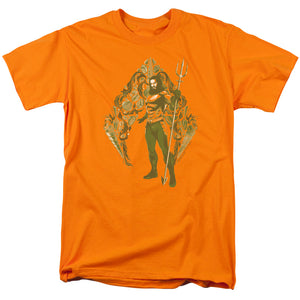 AN OFFCIALLY LICENSED AQUAMAN MOVIE SHELLS MEN'S REGULAR FIT T-SHIRT ORANGE