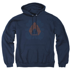 AN OFFCIALLY LICENSED AQUAMAN MOVIE AQUA PAISLEY ADULT UNISEX PULLOVER HOODIE NAVY