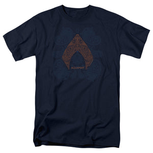 AN OFFCIALLY LICENSED AQUAMAN MOVIE AQUA PAISLEY MEN'S REGULAR FIT T-SHIRT NAVY