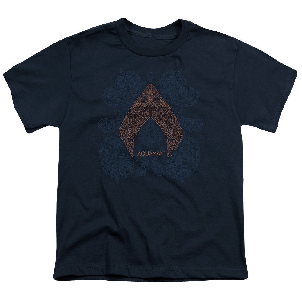 Aquaman Movie Aqua Paisley Licensed Kid's T-Shirt (Ages 4-7) SM-XL