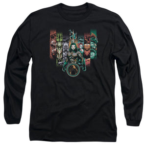 AN OFFCIALLY LICENSED AQUAMAN MOVIE UNITE THE KINGDOMS MEN'S LONG SLEEVE T-SHIRT BLACK