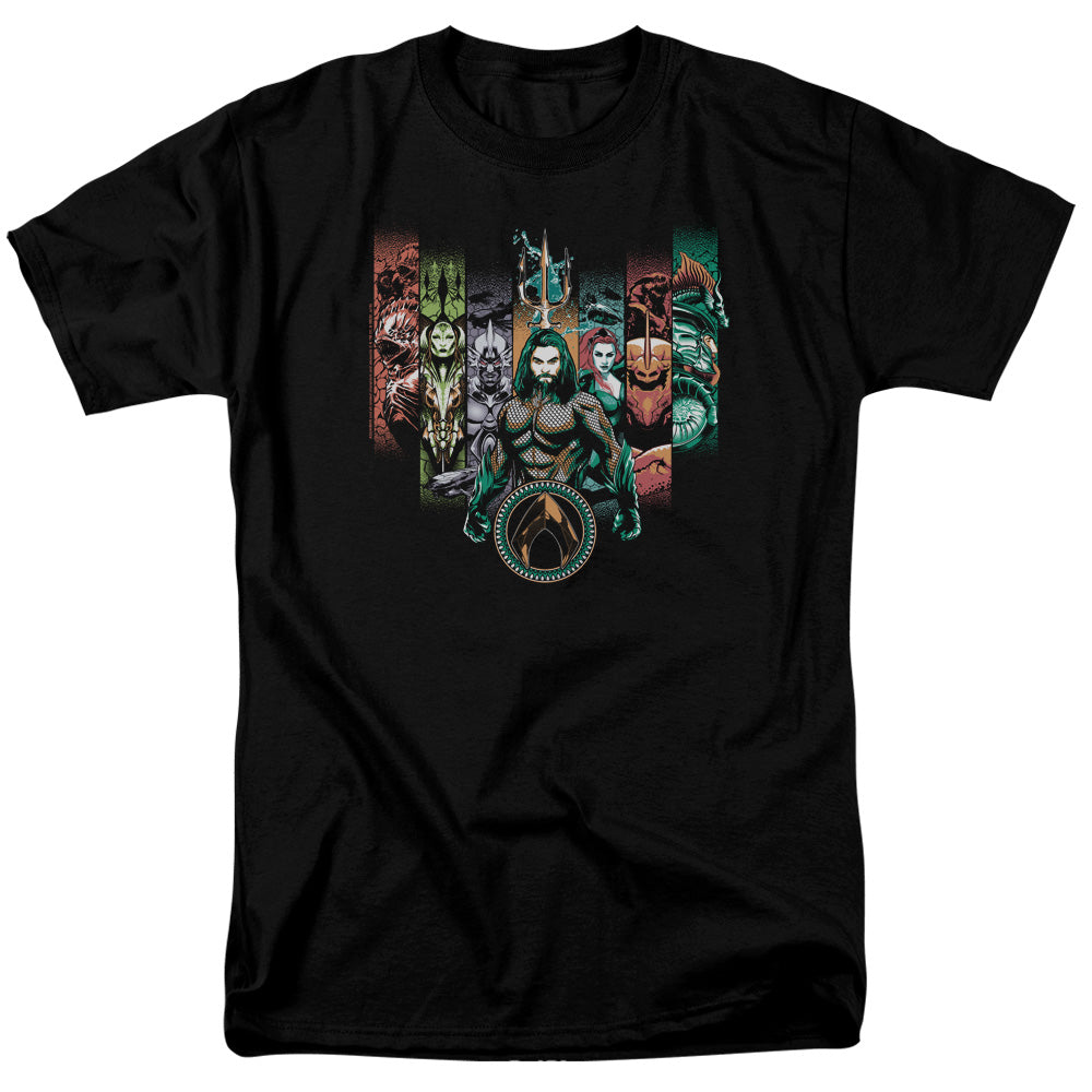AN OFFCIALLY LICENSED AQUAMAN MOVIE UNITE THE KINGDOMS MEN'S REGULAR FIT T-SHIRT BLACK