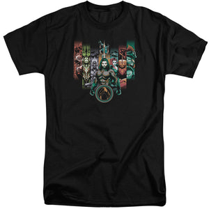 AN OFFCIALLY LICENSED AQUAMAN MOVIE UNITE THE KINGDOMS MEN'S TALL FIT T-SHIRT BLACK