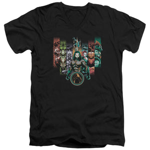 AN OFFCIALLY LICENSED AQUAMAN MOVIE UNITE THE KINGDOMS MEN'S V-NECK T-SHIRT BLACK